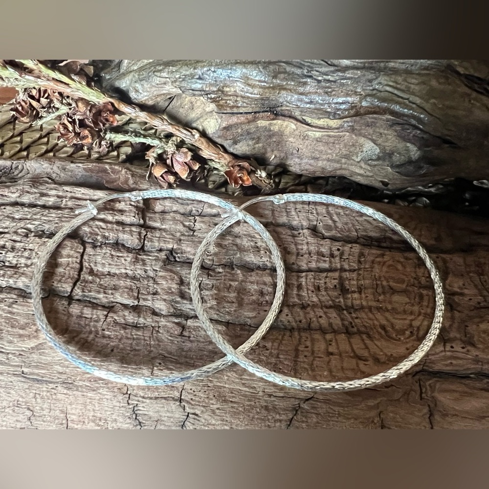 New Mexicana Silver 925 Earrings Hoops 2” Silver Tubes Large Diamond Cut Mexico